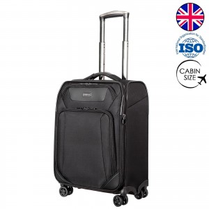 Чемодан полиэстер 2520D+PU/тефлон "Verage" CHICAGO черный, ручная кладь S+ (40/50л)