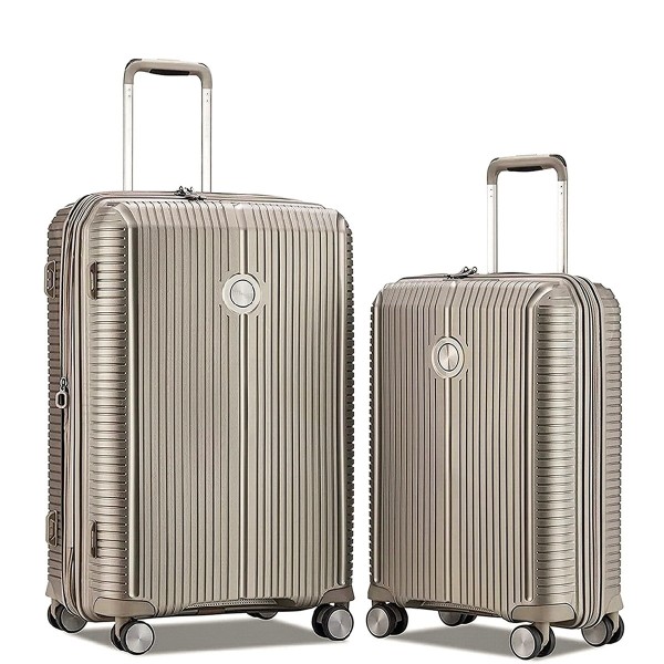 Комплект чемоданов 100% полипропилен "Verage" ROME, хаки золотистый, размеры (S+/M)