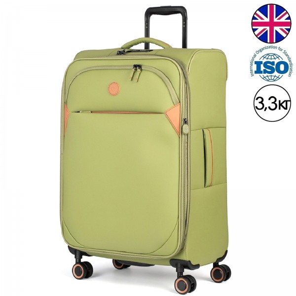 NEW! Чемодан полиэстер PU "Verage" CAMBRIDGE-II папоротниковый зеленый, большой L (101/121л)