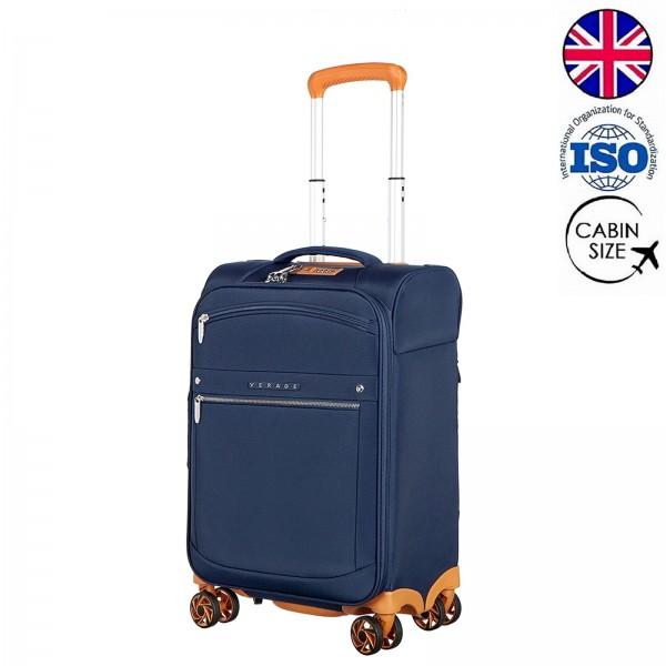 Чемодан полиэстер RPET 450D PU "Verage" SWANSEA темно-синий, ручная кладь S+ (32/40л)
