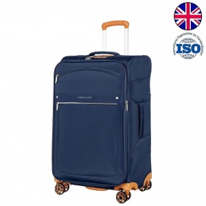 Чемодан полиэстер RPET 450D PU "Verage" SWANSEA темно-синий, средний M (66/81л)