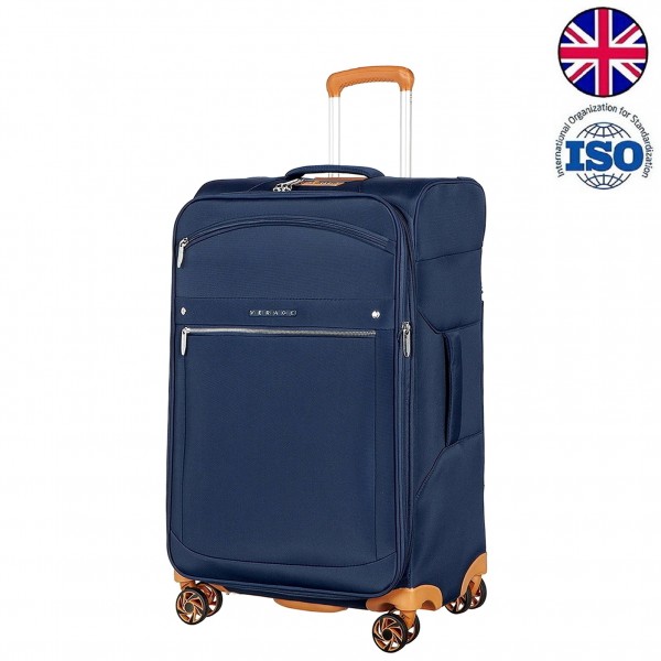 Чемодан полиэстер RPET 450D PU "Verage" SWANSEA темно-синий, средний M (66/81л)