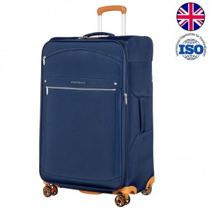 Чемодан полиэстер RPET 450D PU "Verage" SWANSEA темно-синий, большой L (101/121л)
