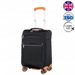 Чемодан полиэстер RPET 450D PU "Verage" SWANSEA черный, ручная кладь S+ (32/40л)