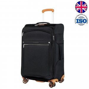 Чемодан полиэстер RPET 450D PU "Verage" SWANSEA черный, средний M (66/81л)