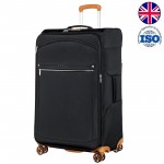 Чемодан полиэстер RPET 450D PU "Verage" SWANSEA черный, большой L (101/121л)