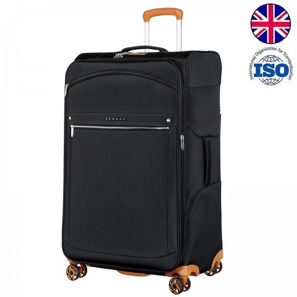 Чемодан полиэстер RPET 450D PU "Verage" SWANSEA черный, большой L (101/121л)