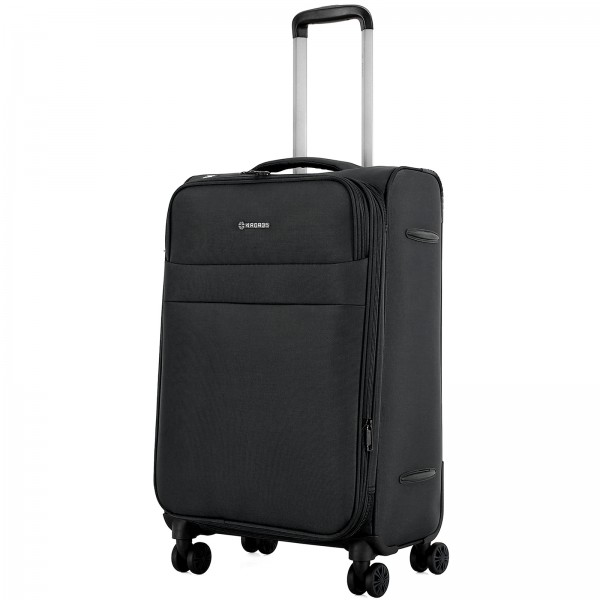 Чемодан 100% нейлон 4ROADS®️ черный, средний (67/77л)