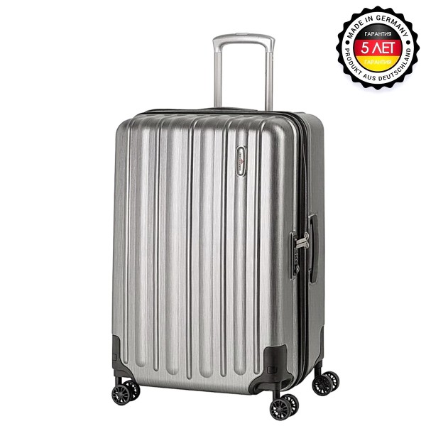 Чемодан 100% поликарбонат Makrolon® "HARDWARE" PROFILE PLUS Volume, матовый металлик, средний M (76л)