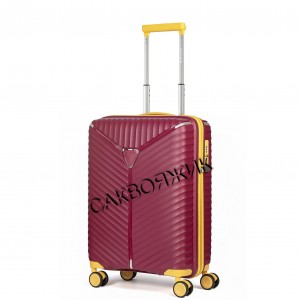 Чемодан 100% полипропилен L`case®️ Seoul, бордовый, ручная кладь S (39л)