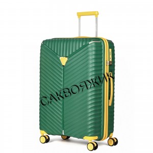Чемодан 100% полипропилен L`case®️ Seoul, темно-зеленый, средний M (75л)