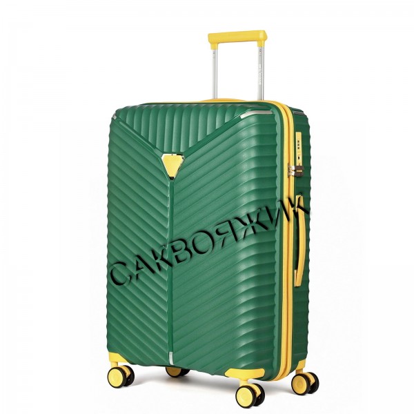 Чемодан 100% полипропилен L`case®️ Seoul, темно-зеленый, средний M (75л)