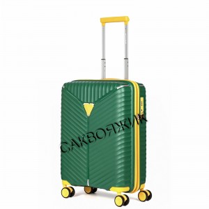 Чемодан 100% полипропилен L`case®️ Seoul, темно-зеленый, ручная кладь S (39л)