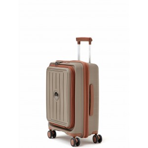 Чемодан 100% полипропилен L`case®️ MACAU, коричневый, ручная кладь S (46/50л)