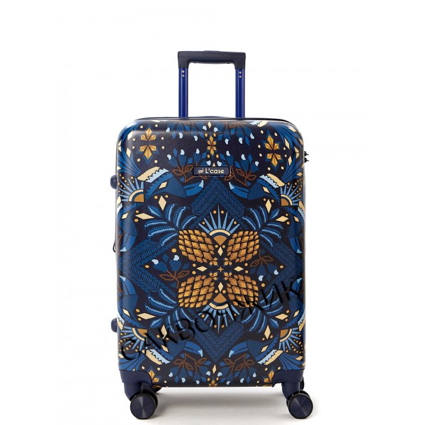 Чемодан поликарбонат L`case®️ RIO принт ананас, средний M (69/79л)