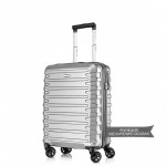 Комплект чемоданов поликарбонат S-PET "Verage" серия CRUST, серебристый, размеры (S+/M+)