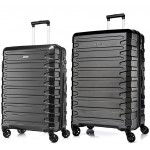 Комплект чемоданов поликарбонат S-PET "Verage" серия CRUST, черный, размеры (M+/L)