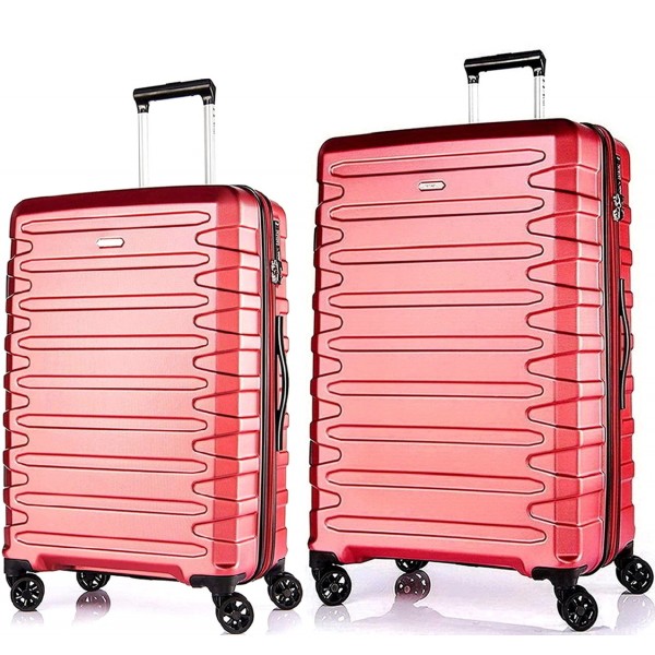 Комплект чемоданов поликарбонат S-PET "Verage" серия CRUST, красный кардинал, размеры (M+/L)