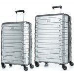 Комплект чемоданов поликарбонат S-PET "Verage" серия CRUST, серебристый, размеры (M+/L)