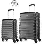 Комплект чемоданов поликарбонат S-PET "Verage" серия CRUST, черный, размеры (S+/M+)