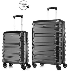 Комплект чемоданов поликарбонат S-PET "Verage" серия CRUST, черный, размеры (S+/M+)