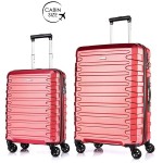 Комплект чемоданов поликарбонат S-PET "Verage" серия CRUST, красный кардинал, размеры (S+/M+)