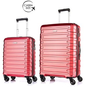 Комплект чемоданов поликарбонат S-PET "Verage" серия CRUST, красный кардинал, размеры (S+/M+)