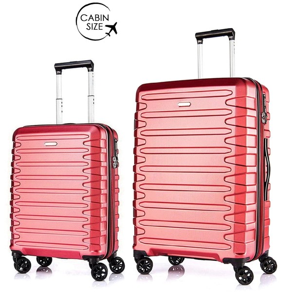 Комплект чемоданов поликарбонат S-PET "Verage" серия CRUST, красный кардинал, размеры (S+/M+)