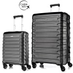 Комплект чемоданов поликарбонат S-PET "Verage" серия CRUST, черный, размеры (S+/L)