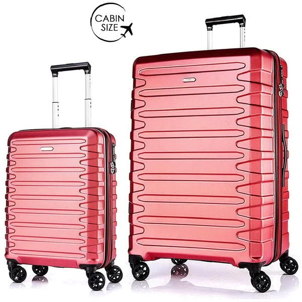 Комплект чемоданов поликарбонат S-PET "Verage" серия CRUST, красный кардинал, размеры (S+/L)