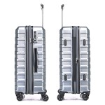 Комплект чемоданов поликарбонат S-PET "Verage" серия CRUST, серебристый, размеры (M+/L)