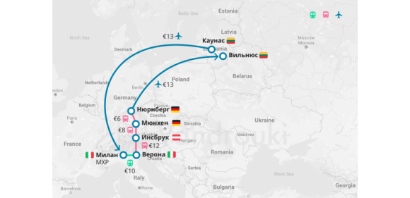 Италия, Австрия и Германия в одной поездке из Литвы всего за 62€ в ноябре